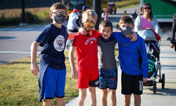 Students walk to school
